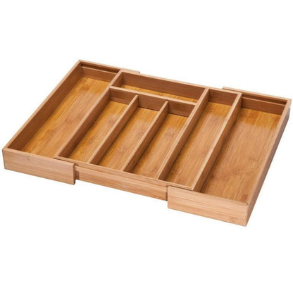Premium Expandable Bamboo Cutlery Drawer Organizer